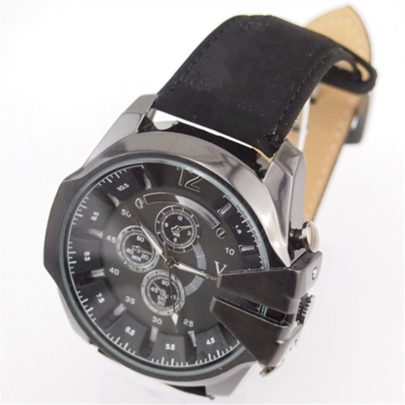 Men’S Electronic Watch With Round Alloy Case And Pin Buckle