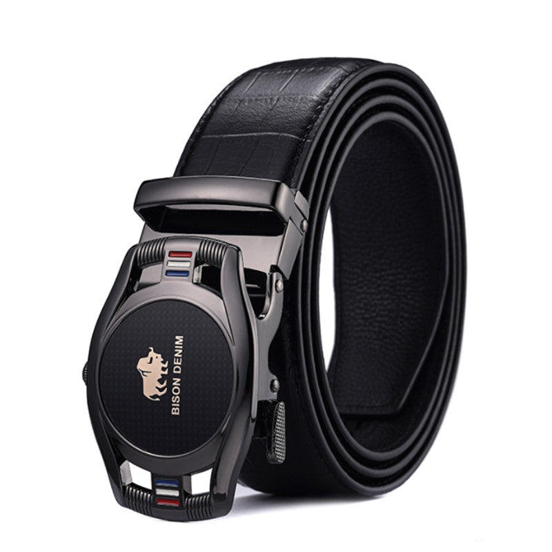 Men Belt Automatic Buckle Genuine Leather Bel