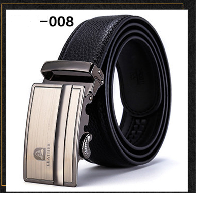 Two-Layer Leather Belt Business Men's Smooth Automatic Buckle Leather Belt