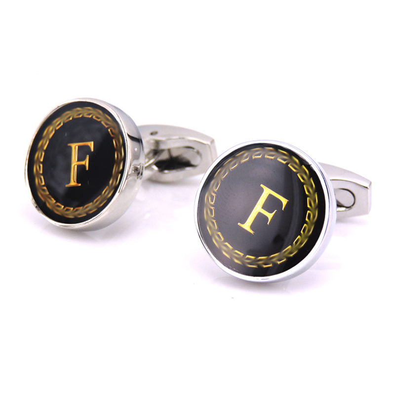 Round Letter French Cufflinks 26 Letter Cuffs