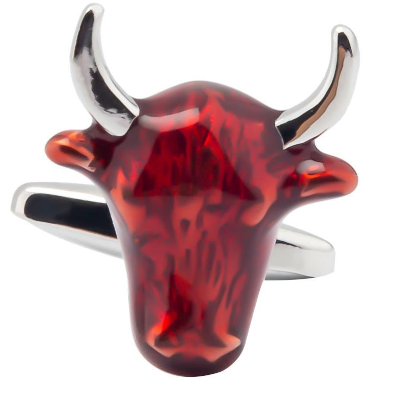 Fun Red Bull Head Shaped Shirt Cufflinks