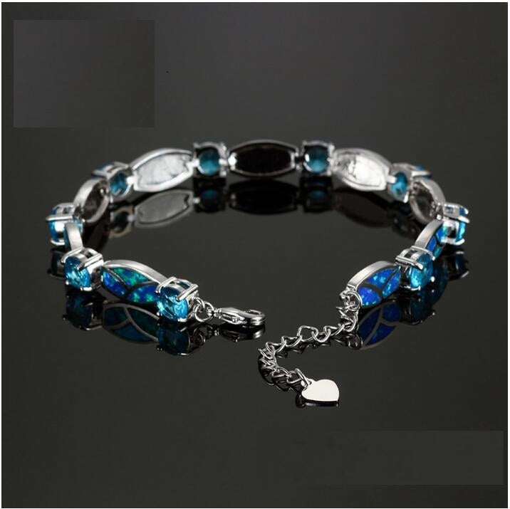 Copper Plated Silver Blue Opal  Bracelet Aliexpress Hot Blast Bracelet