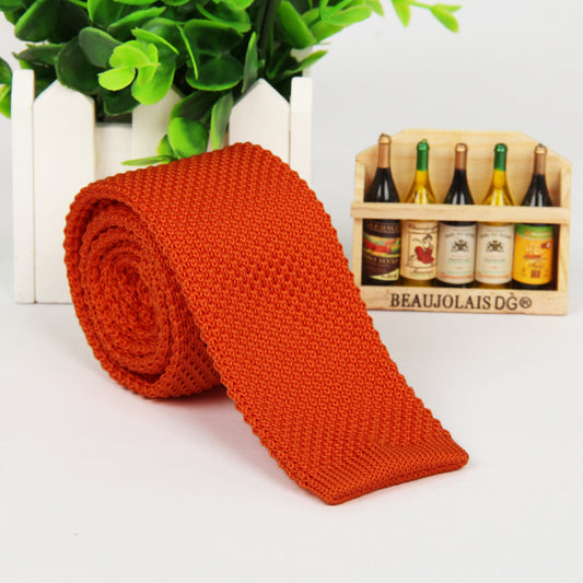 Hot Solid Color Knitted Tie Men