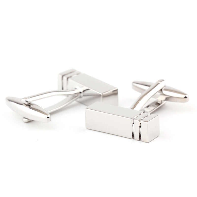 Rectangular Glossy Men and Women Metal Cufflinks