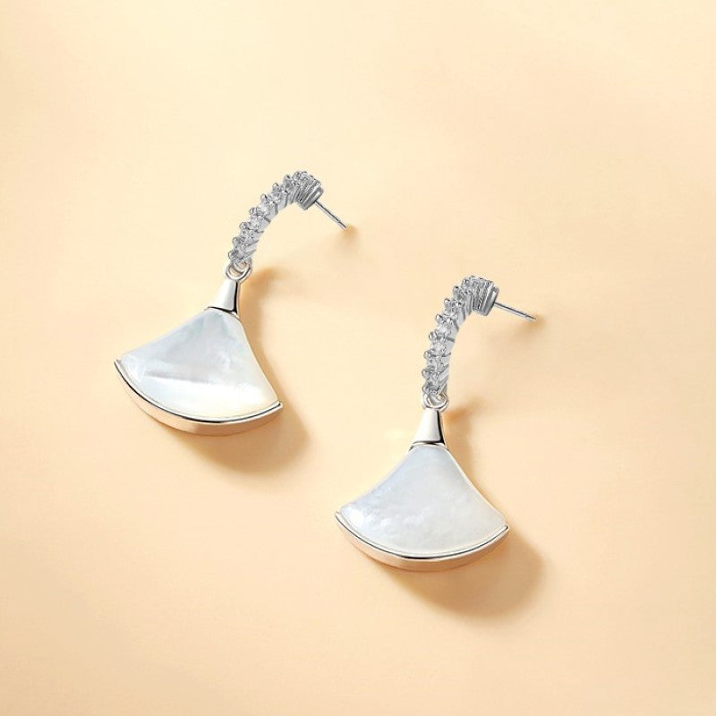 Scalloped Skirt White Mother-Of-Pearl Earrings