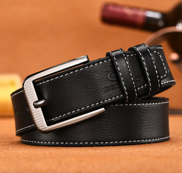 Men's Smooth Buckle Belt Fashion Business Belt Belt Two Layers Leather Belt