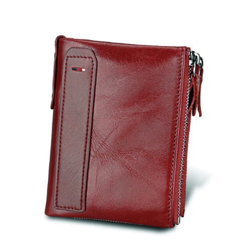 Men's Wallet Short Men's Wallet Anti-Theft Brush Leather Wallet Men