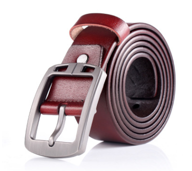 Men's Retro Leather Belt Men's Ancient Silver Japanese Word Buckle Casual Pure Leather Pants Belt