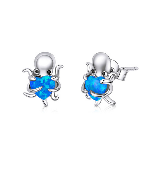 Female Cute Octopus Octopus Silver Earrings