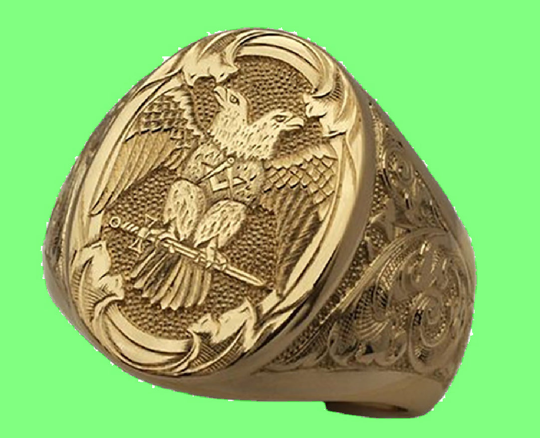 Golden Double-Headed Eagle Wings Carving Ring