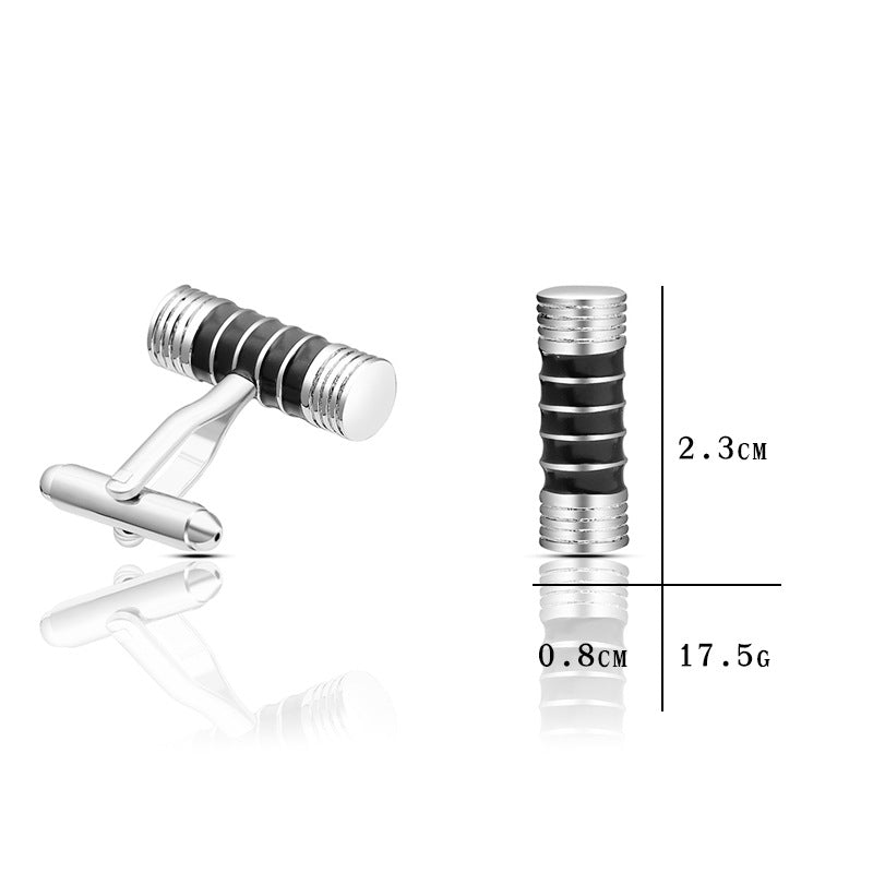 Black And Blue Stripes Cylindrical High-End Cufflinks Accessories