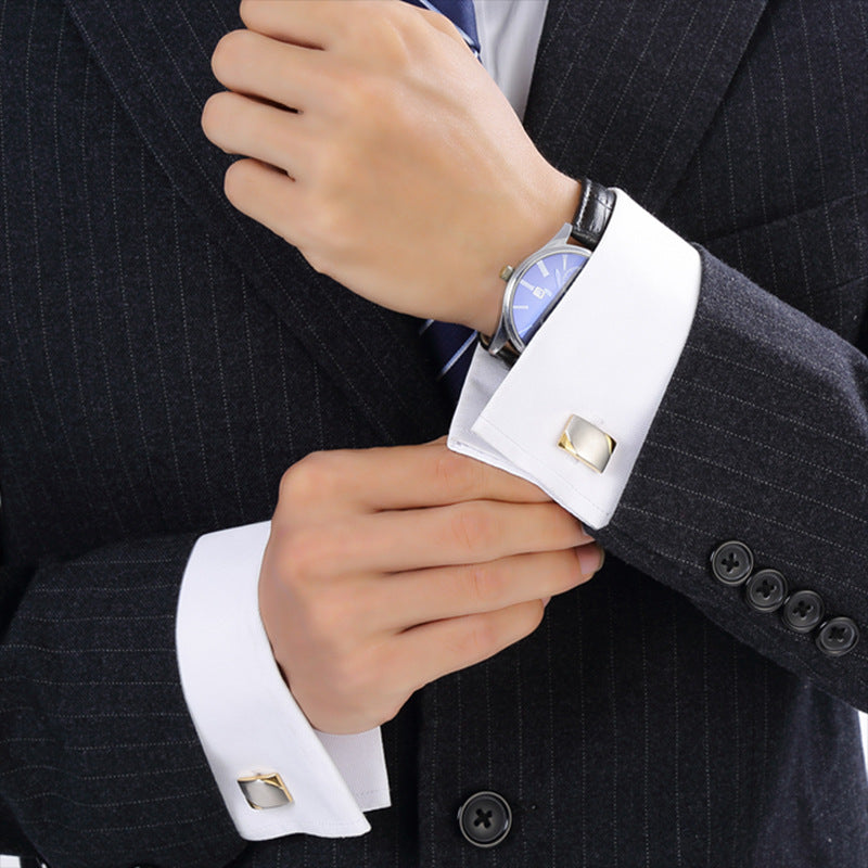 Gold Two-Tone Brushed Men's Cufflinks