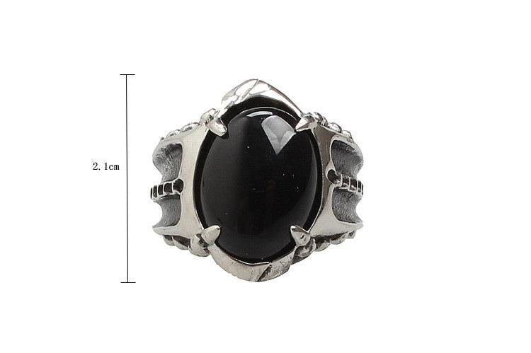 Punk Goth Vintage Gemstone Titanium Steel Casting Men's Ring