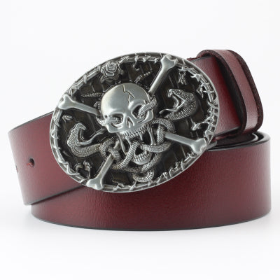 Ghost Head Series Big Strap Casual Taro Decorative Belt Leather