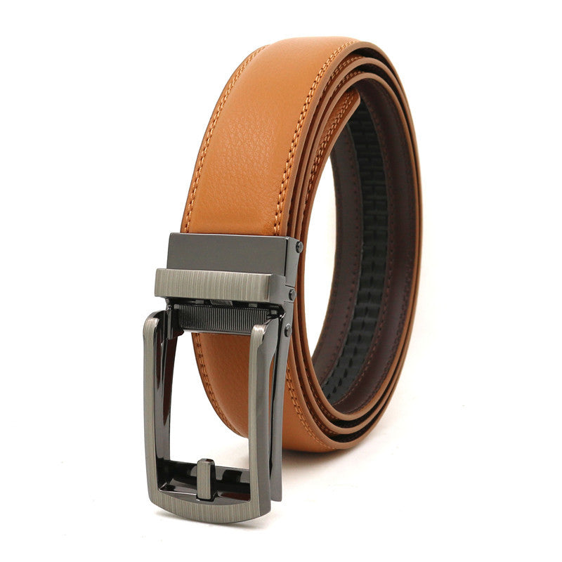 Fake Needle Belt Automatic Buckle Men Cowhide