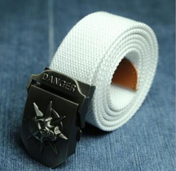 Men Canvas Skull Metal Belt