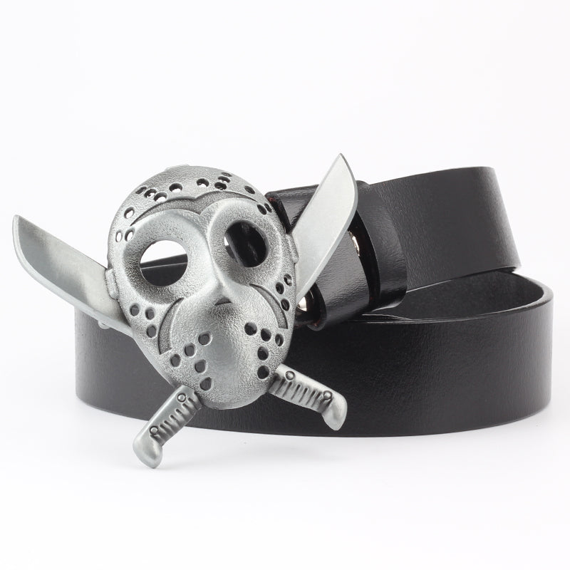 Leisure Skull Decoration Belt Pure Leather