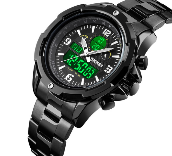 Sports Steel Band Luminous Dual Display Watch