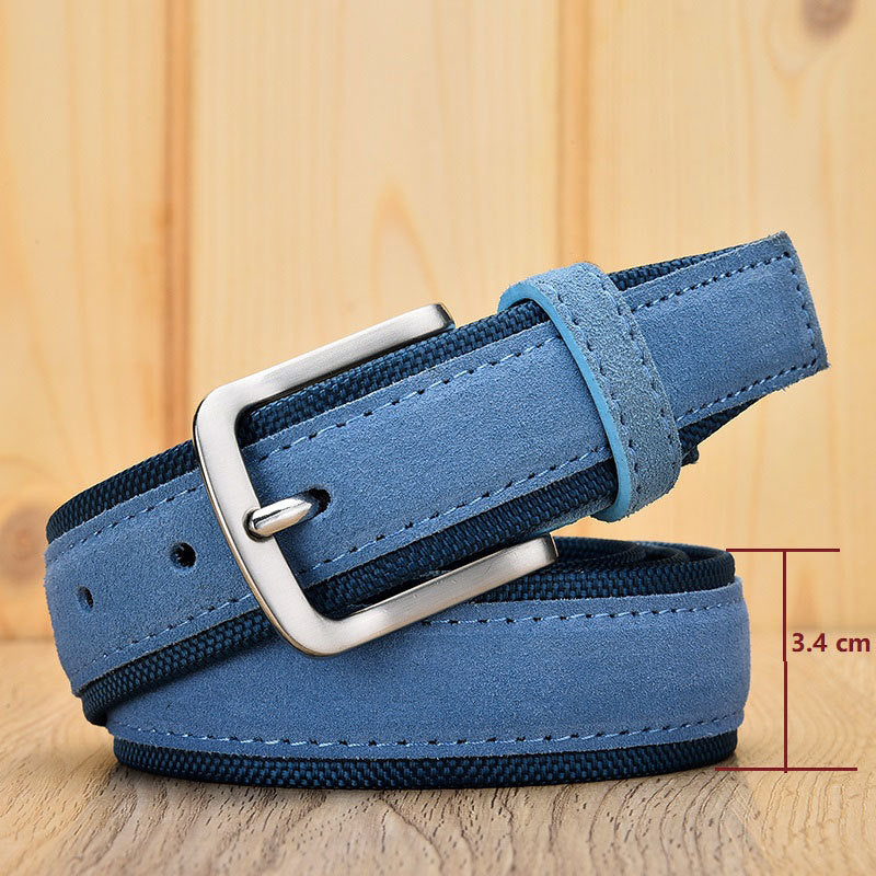 Suede Leather Buckle Oxford Cloth Men's Belt