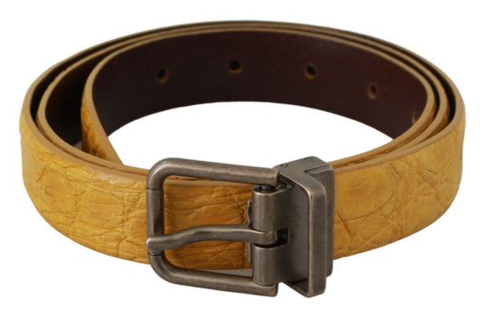 Dolce & Gabbana Exotic Yellow Animal Pattern Leather Belt