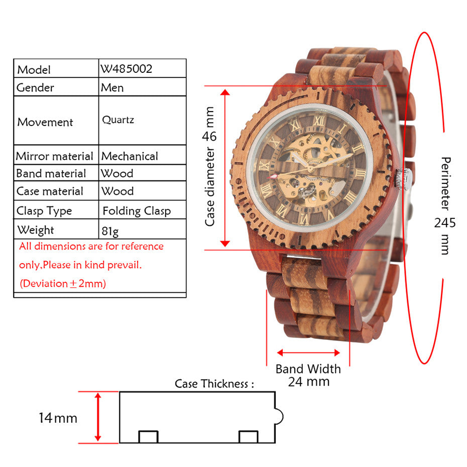 Bamboo Wood Automatic Mechanical Watch Creative Gear