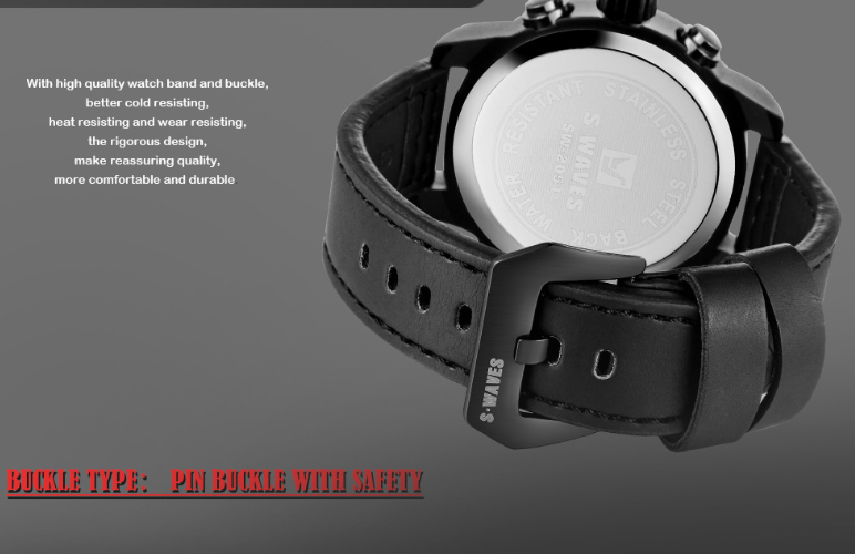 Trendy Casual Double Men's Watch Waterproof High Quality Belt Electronic Quartz Watch