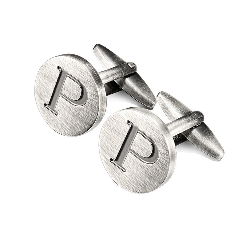 Men's Antique Silver Letters French Shirt Cufflinks