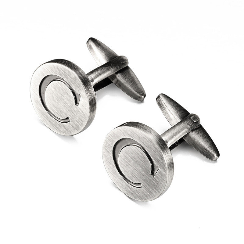 Men's Antique Silver Letters French Shirt Cufflinks