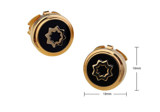 High-End Business Round Electroplated Gold American Shirt Cufflinks