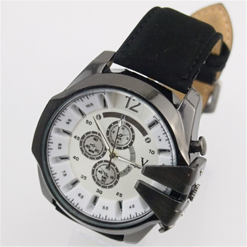 Men’S Electronic Watch With Round Alloy Case And Pin Buckle