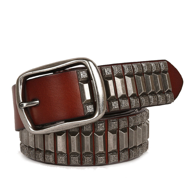 Rivet Hip-Hop Leather Belt - Unisex, Edgy, And Quality