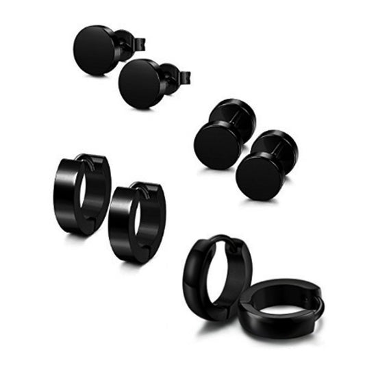 Round Dumbbell Set Stainless Steel Earrings