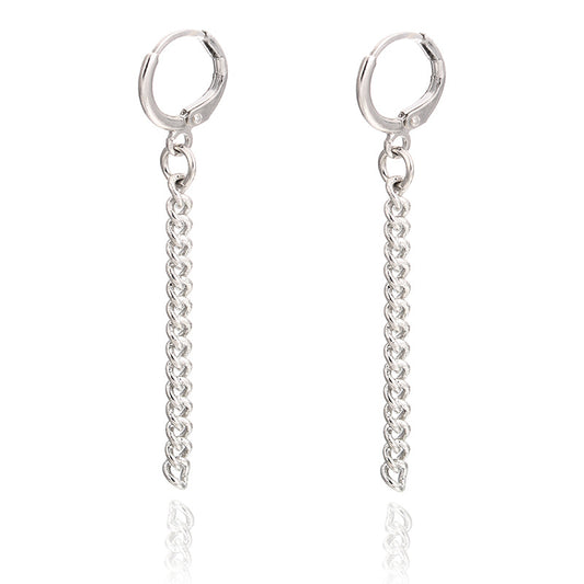 Tassel Men and Women Silver Earrings