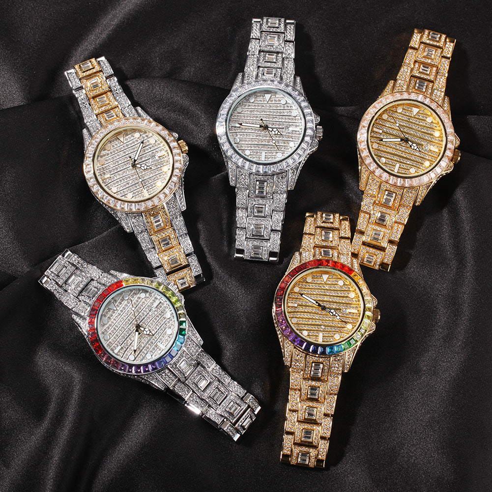 Hot Color Diamond Butterfly Double Button Quartz Watch