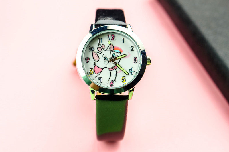 Cute Cat Luminous Pointer Strap Watch