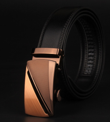 Men's 8 Character Buckle Belt, Leather Smooth Buckle, Youth Belt, Leisure Belt, Men's Han Banchao