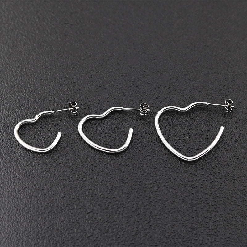 Stainless Steel Peach Heart Earrings