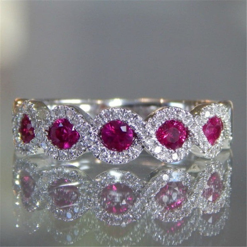 Hot Micro-Set Ruby Engagement Ring Europe And The New Grandmother Green Zircon Strip