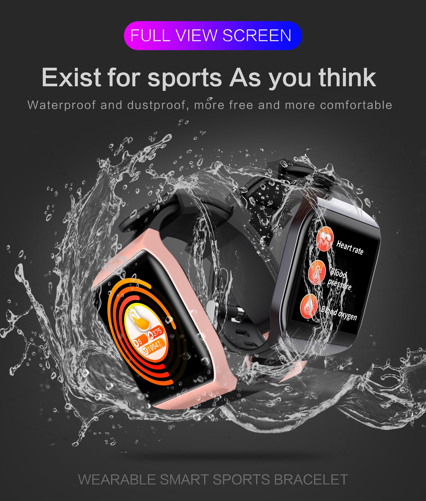 Intelligent Bracelet Color Screen Watch Bluetooth Men's and Women's Sports Pedometer Information Reminder IP68 Waterproof