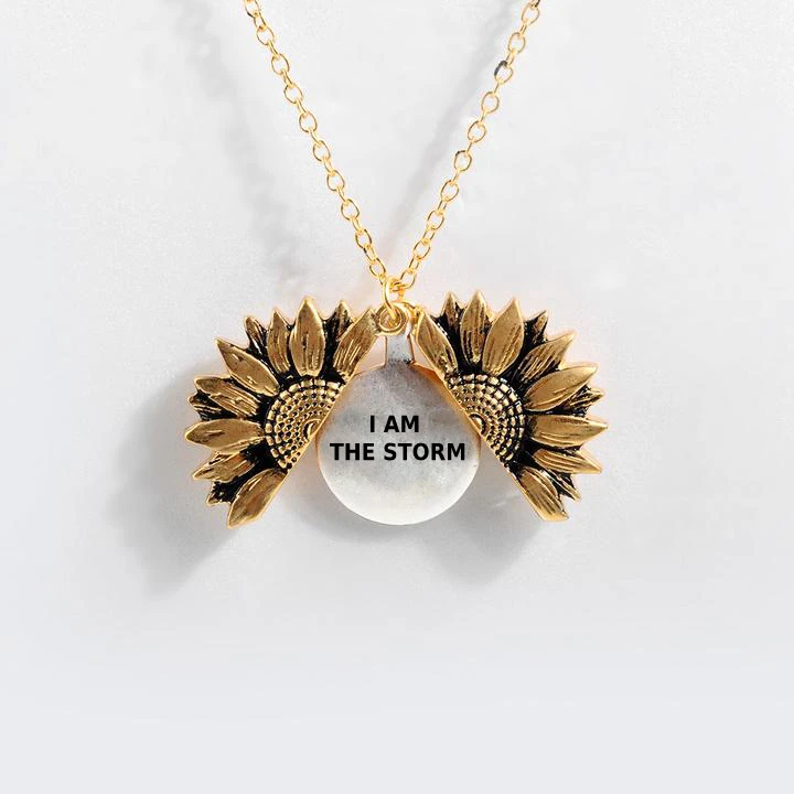 Sunflower Double-Layer Lettering Necklace