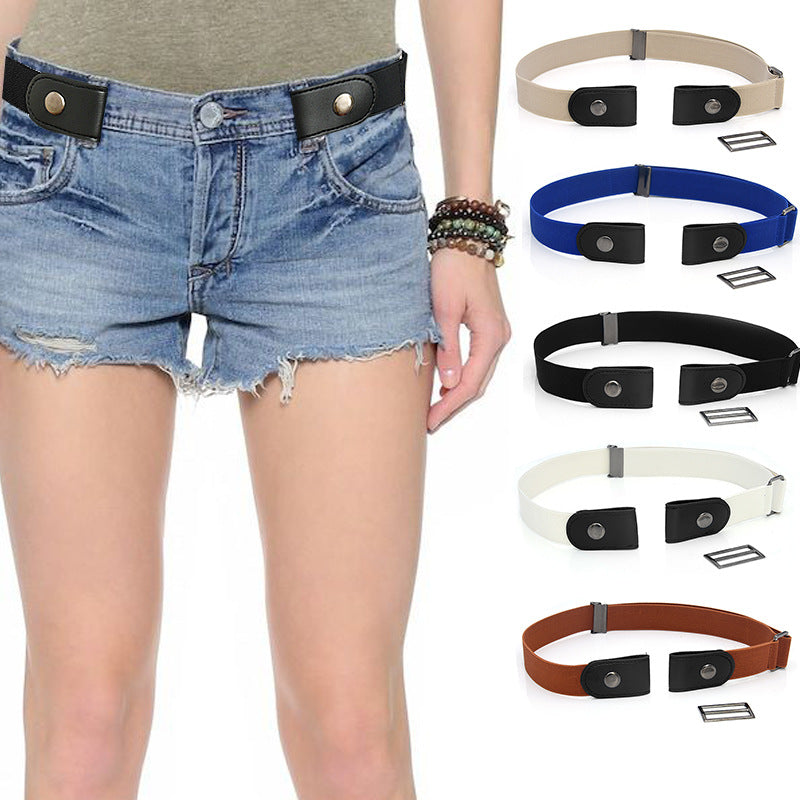 Leather Slim Stretch Invisible Jeans Simple Lazy Belt