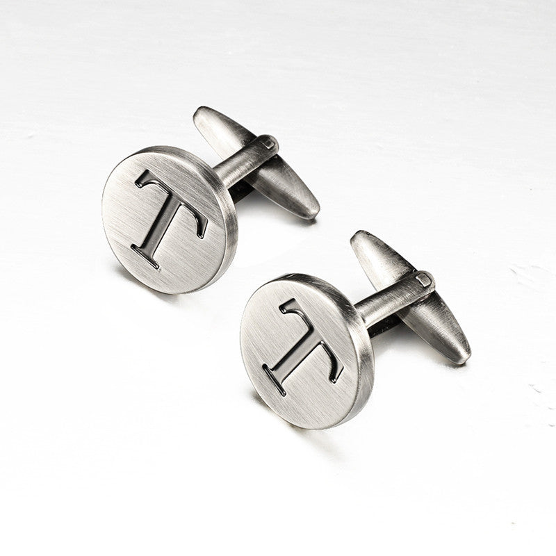 Men's Antique Silver Letters French Shirt Cufflinks