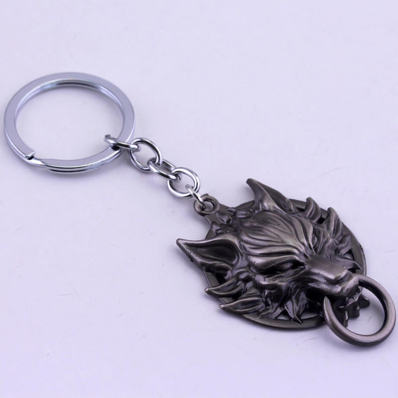 Home Fashion Simple Wolf Head Shape Keychain Alloy Pendant