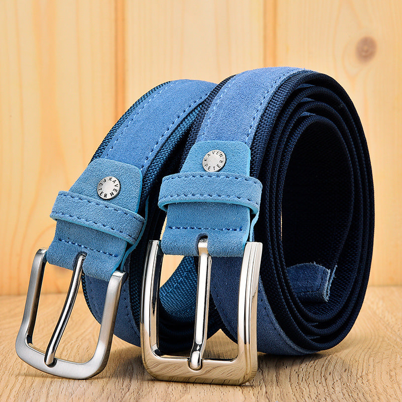 Suede Leather Buckle Oxford Cloth Men's Belt