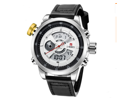 Trendy Casual Double Men's Watch Waterproof High Quality Belt Electronic Quartz Watch