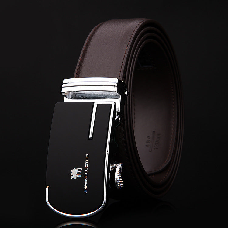 Leather Business Belt With Automatic Buckle