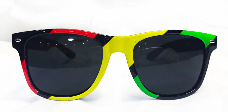 Colorful Striped Pilot Sunglasses With Black Lenses