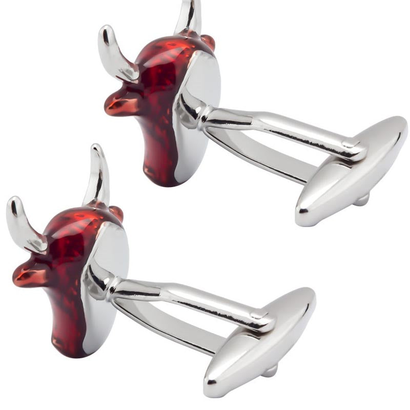 Fun Red Bull Head Shaped Shirt Cufflinks