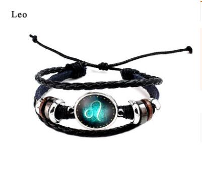 Twelve Constellation Glass Piece Couple Bracelet