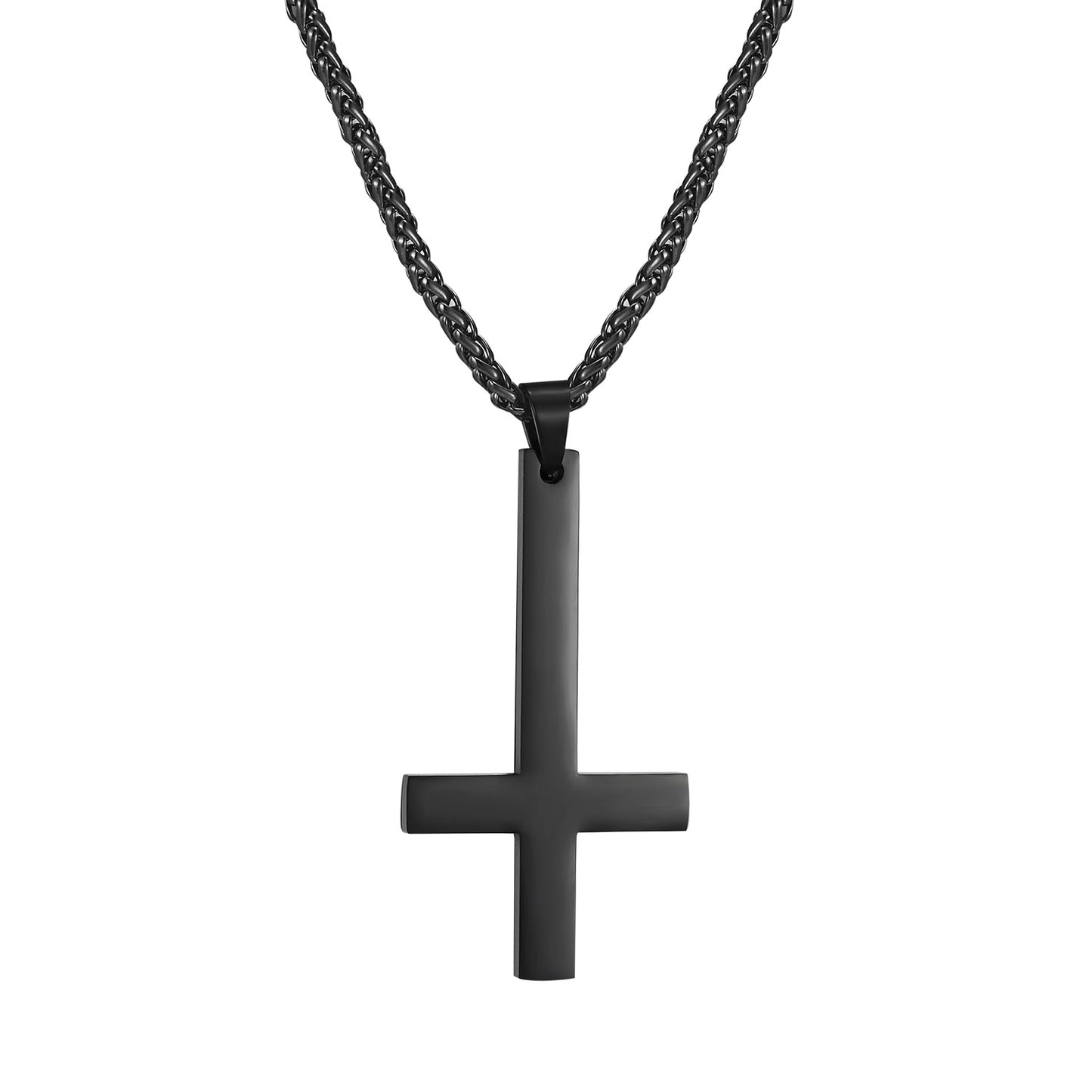 Titanium Steel Smooth Cross Necklace Pendant